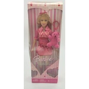 Barbie I Love VALENTINE'S DOLL w Plush Bear on Key-Chain (2006)
